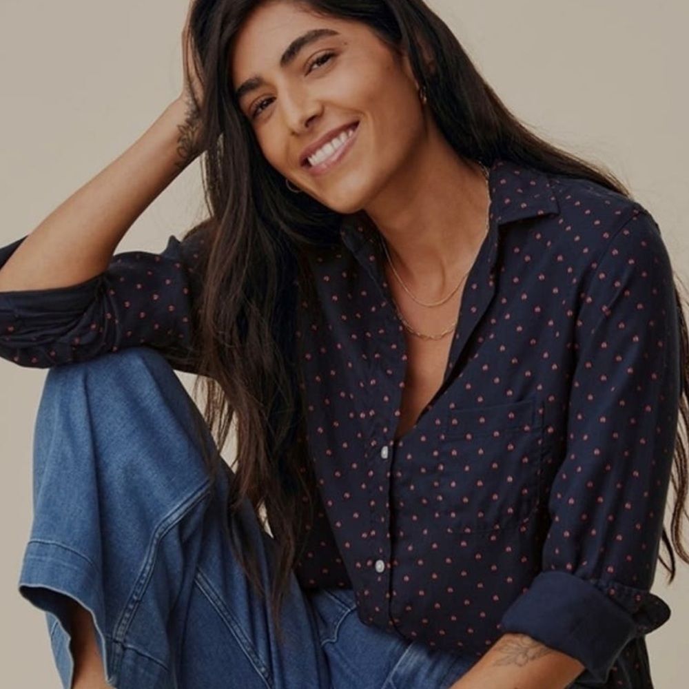 NWOT Anthropologie Grayson The Hero Ladybug Print Button Down Shirt 04/Large